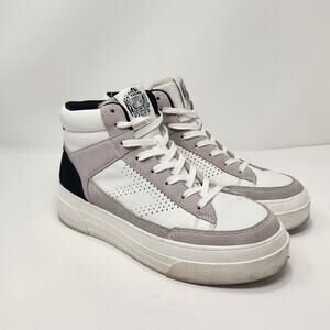 Le Tigre Women Midtown Hi Platform High Top Sneaker Size 8.5 White Gray Leather